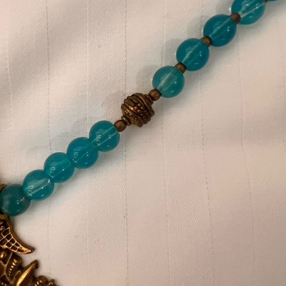 Handmade Egyptian Copper Adjustable Necklace with Fluorite Beads - Picture 7 of 7